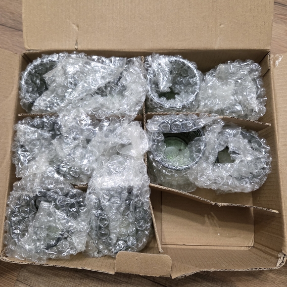 10 Piece Textured Green Glass Vases Set - Picture 3 of 8